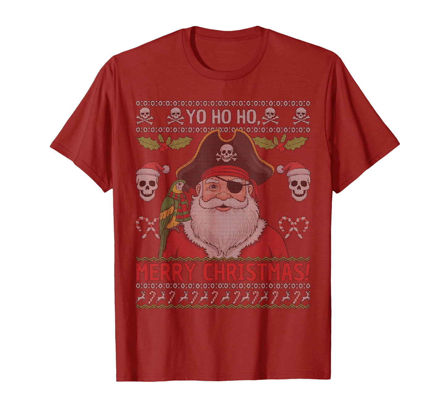 Santa Pirate Merry Christmas Funny Ugly Christmas T-Shirt