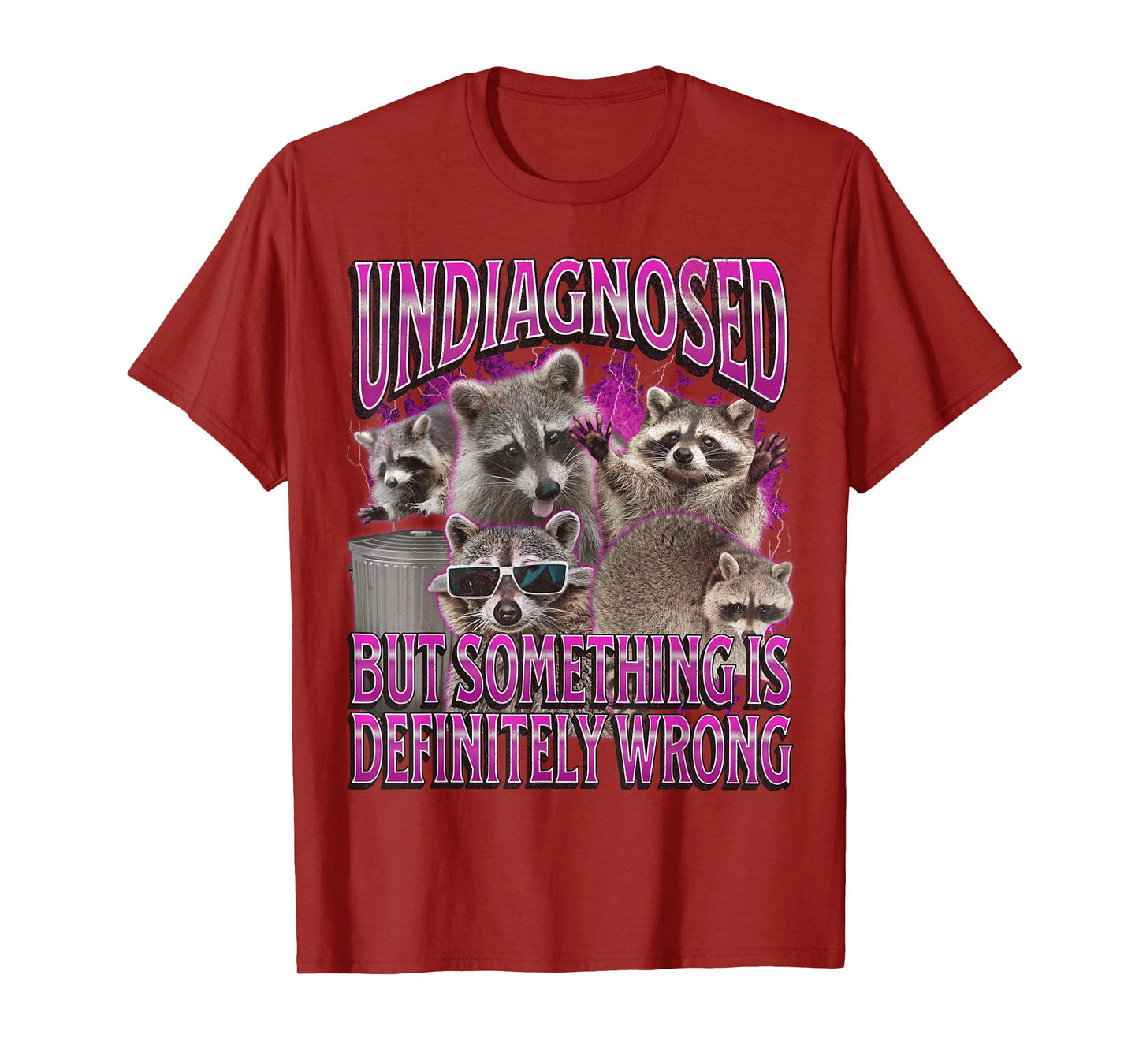 MildlyPerturbed Unisex-Adults Retro Funny Raccoon Meme T-Shirt, Black, Small, Short Sleeve