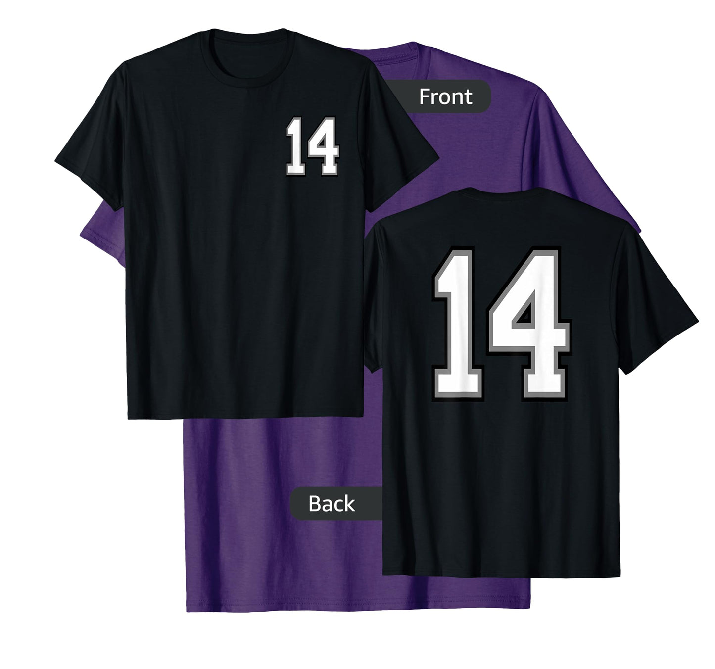 Number 14, 14 in Black, White and Gray T-Shirt