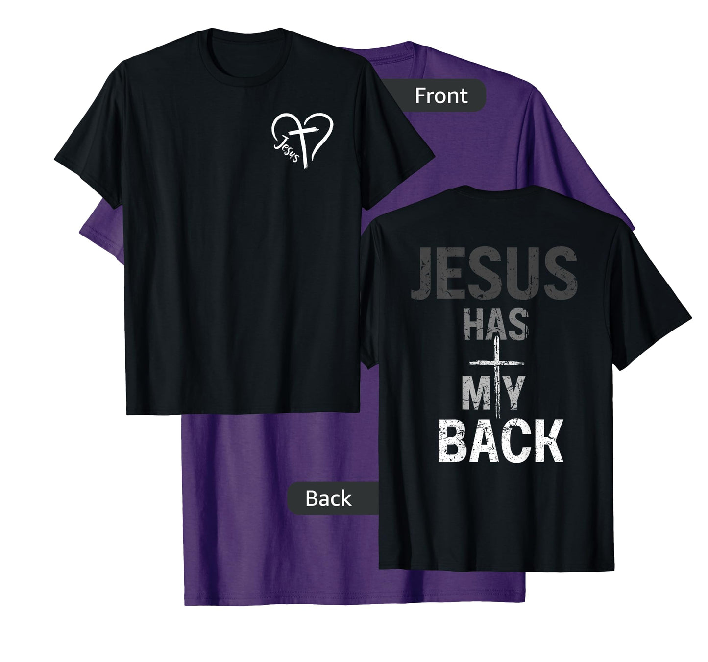 Christian Tshirt Jesus Has My Back Retro (Front and back) T-Shirt