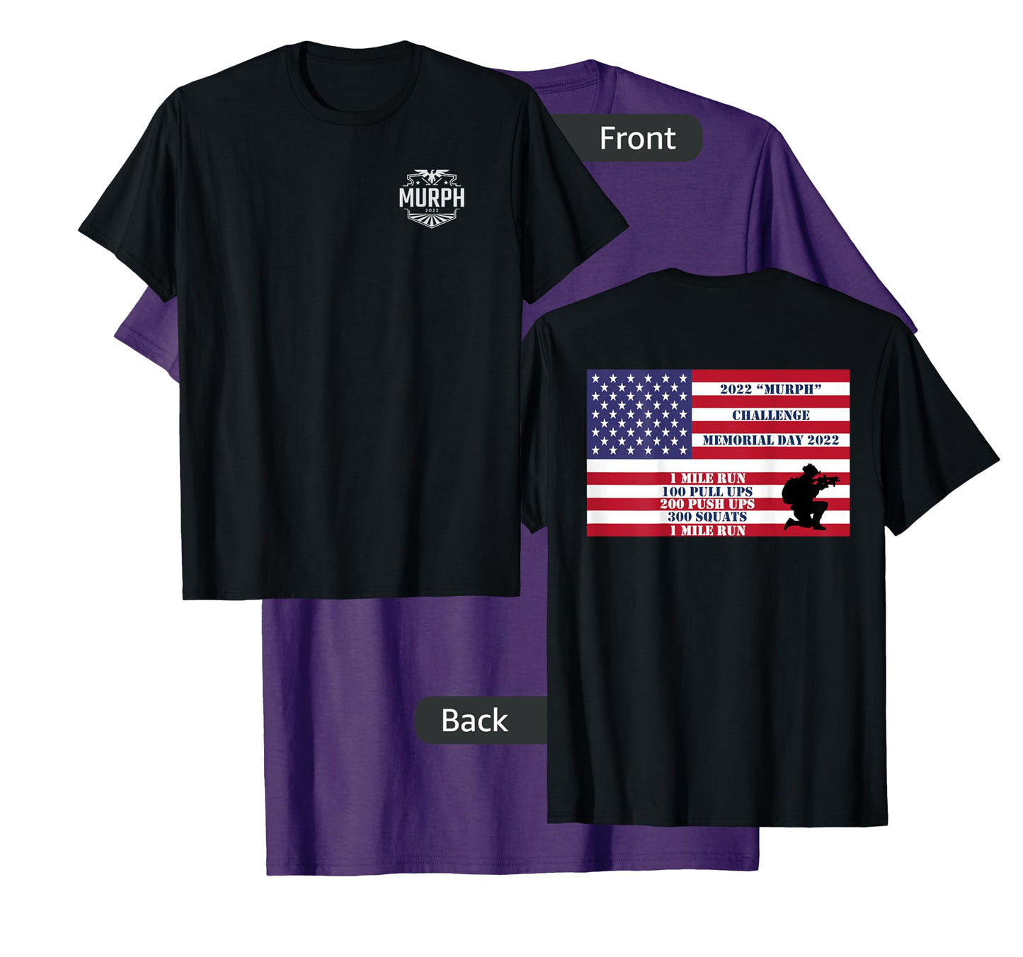 Murph Workout Challenge 2022 Memorial Day WOD T shirt back T-Shirt