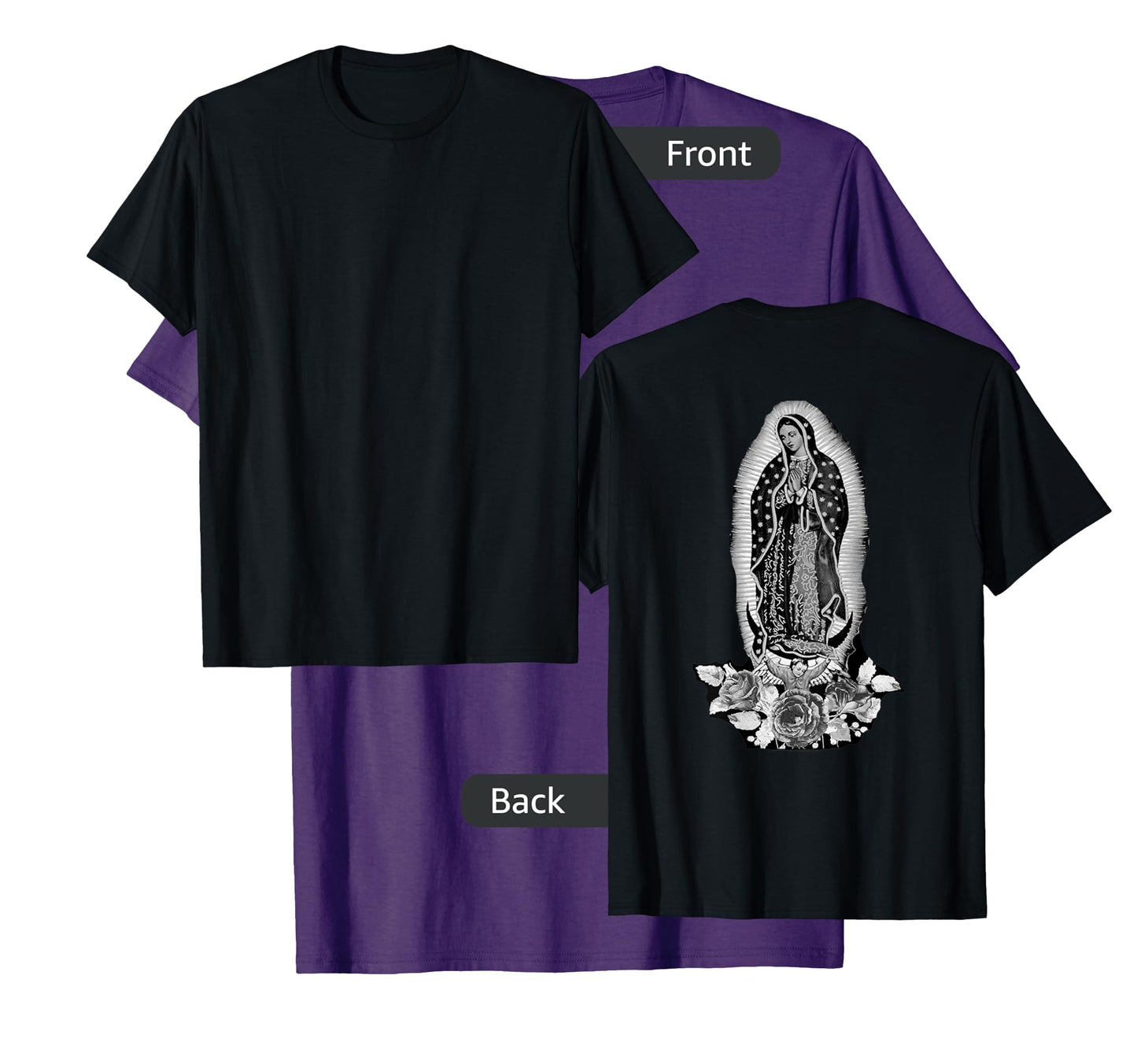 Our Lady De Guadalupe Sant Mary Back Print Christians T-Shirt