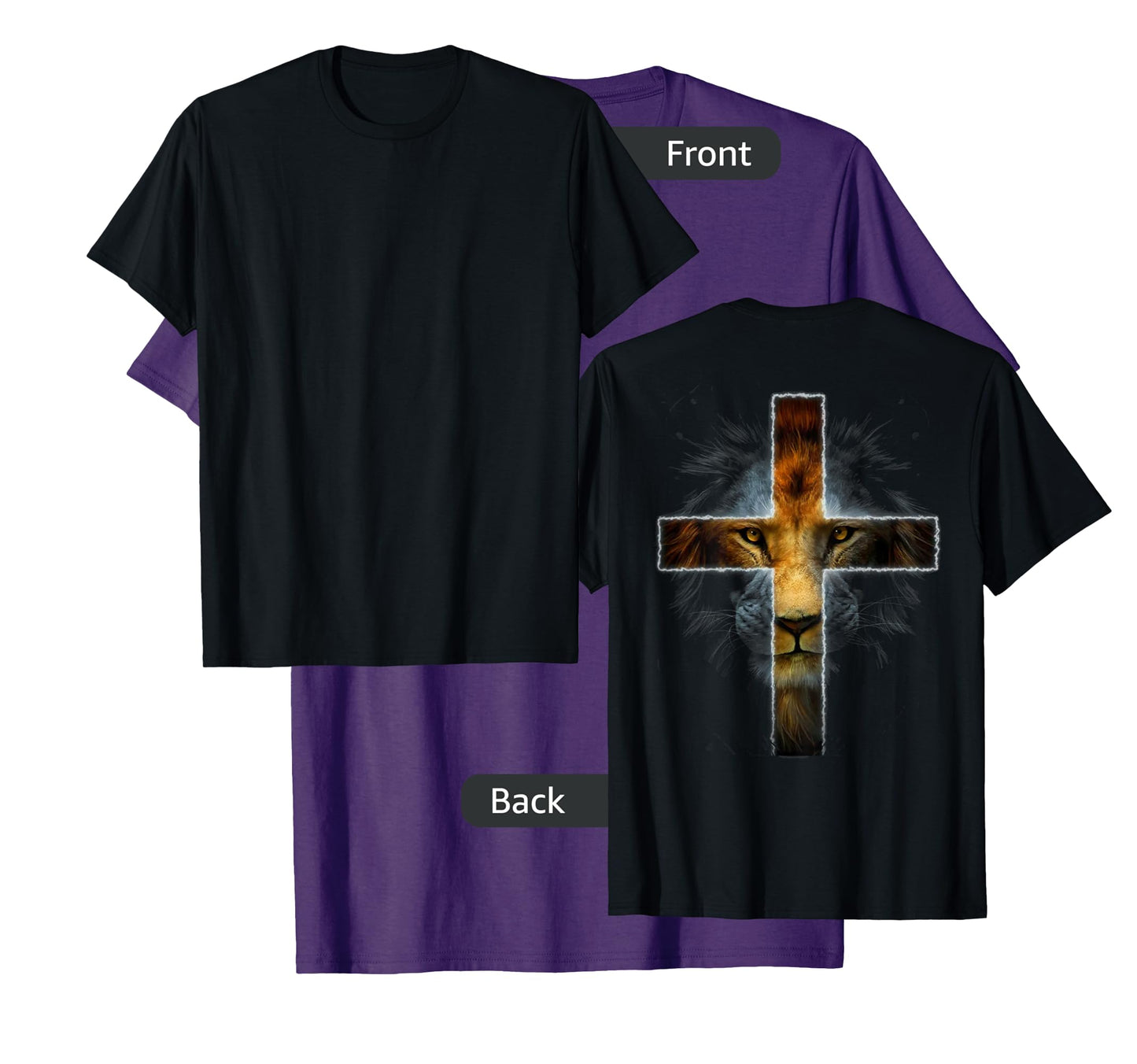 Christian Jesus Lion of Tribe Judah Cross Men Women ON BACK T-Shirt