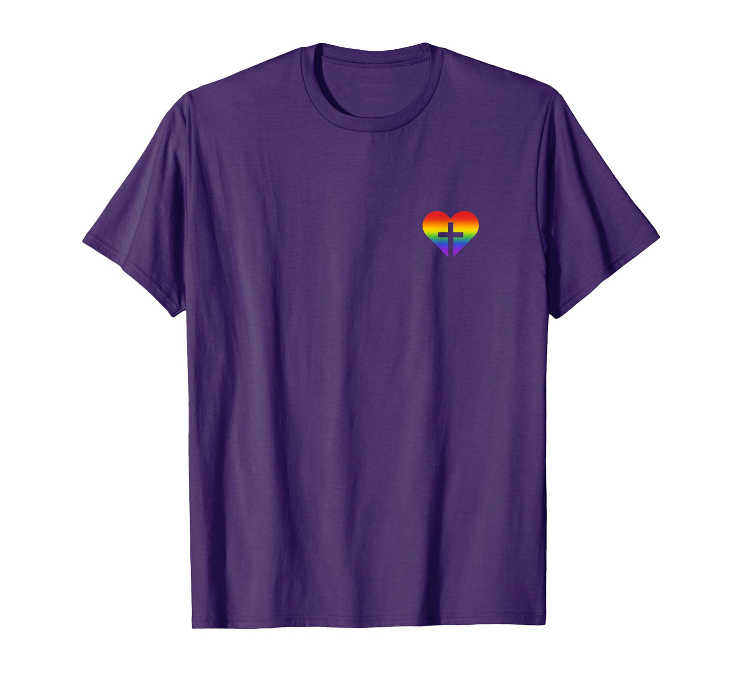 Cross Heart Rainbow LGBTQ Christian Pride Flag Religious T-Shirt