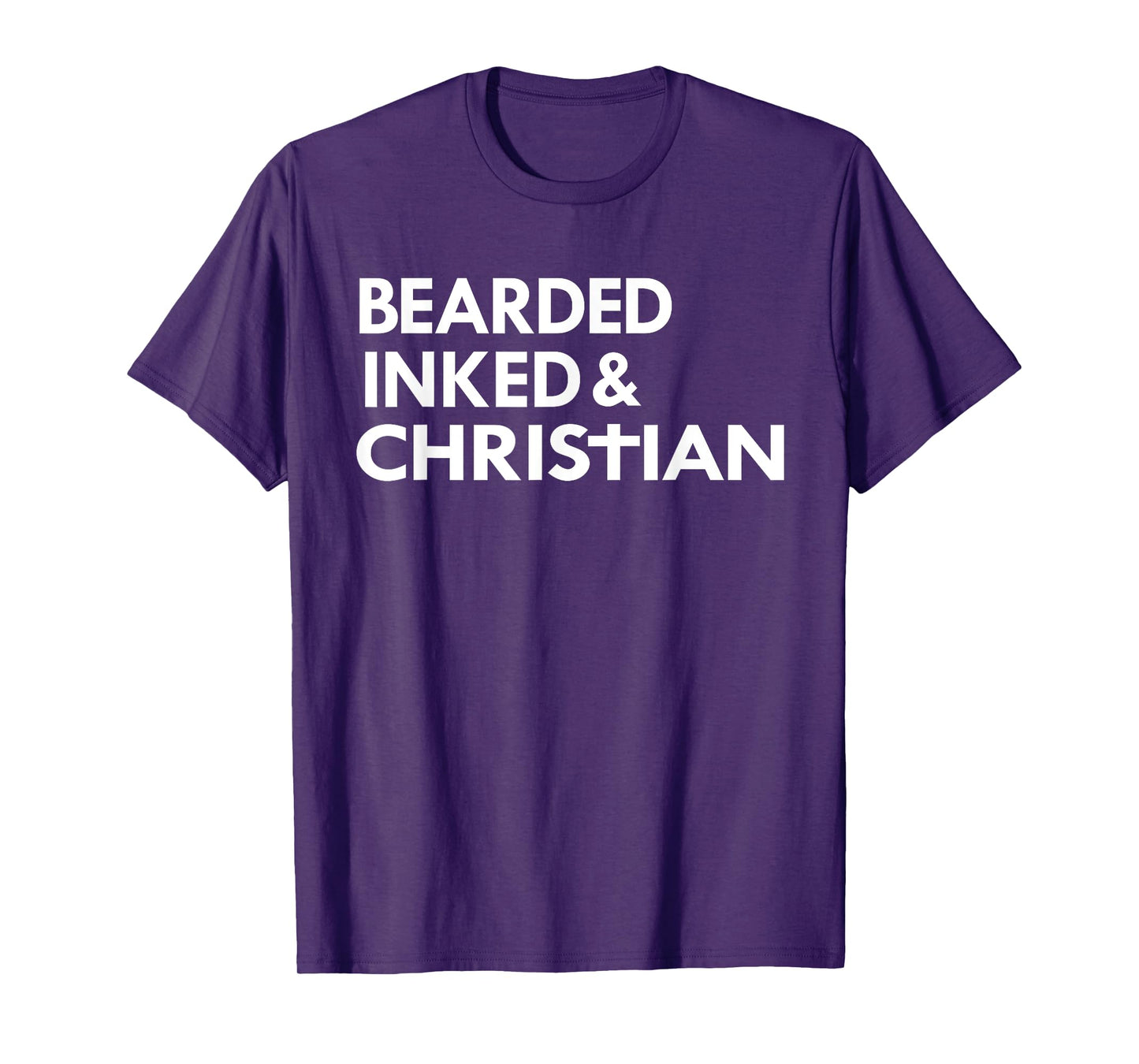 Mens Bearded Inked Christian Funny Beard Tattoo Tats T-Shirt