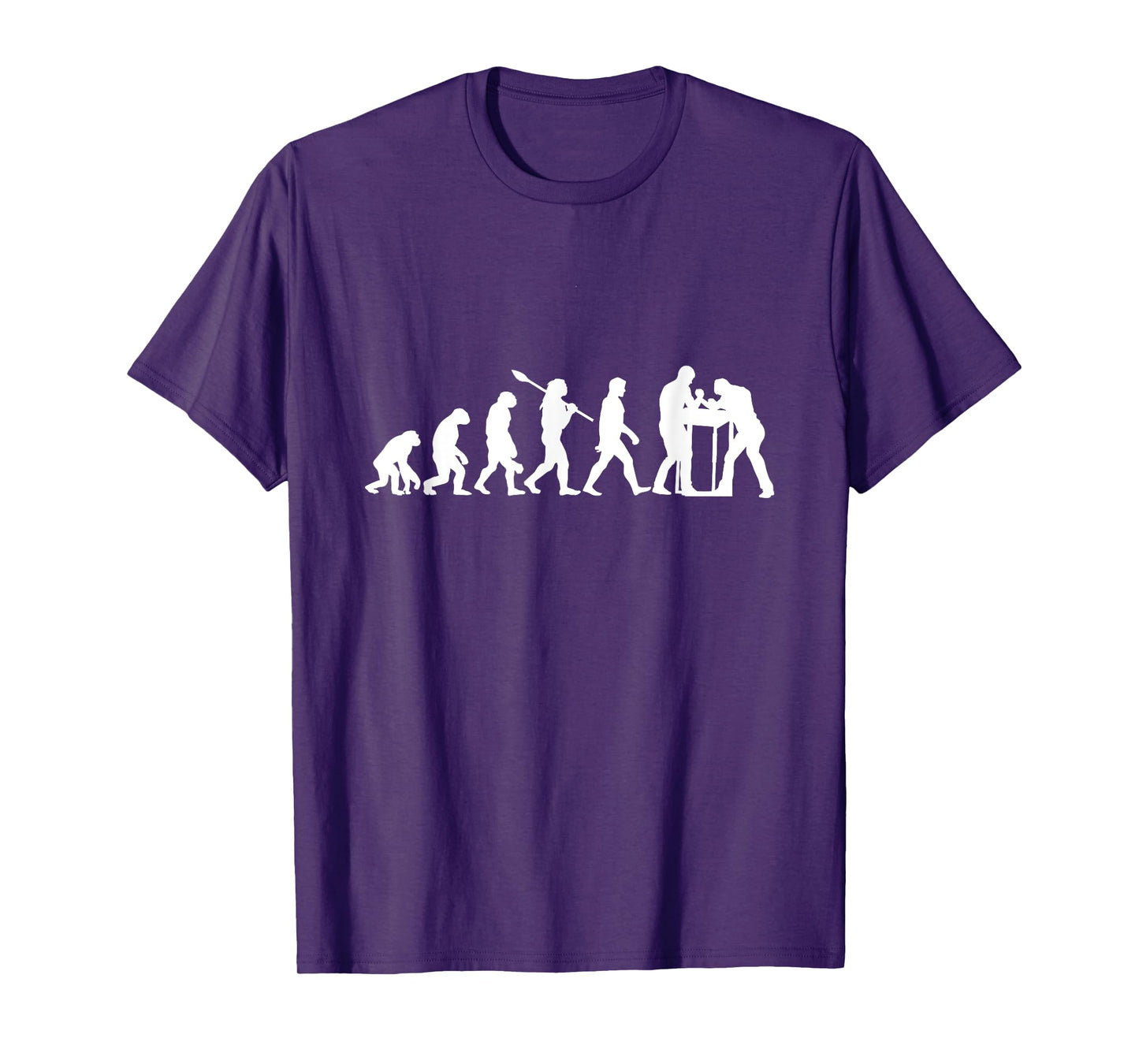 Funny Arm Wrestling Gift Idea For Men And Women Arm Wrestling Evolution T-Shirt - Black, Unisex-Adults, Short Sleeve, T-Shirt, Small, Modern, Black