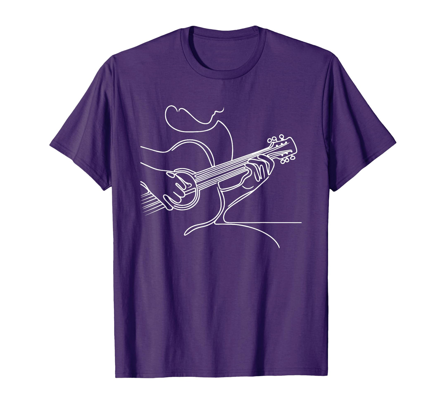 Acoustic Guitar Line Art - Minimalist Graphic Guitarist T-Shirt