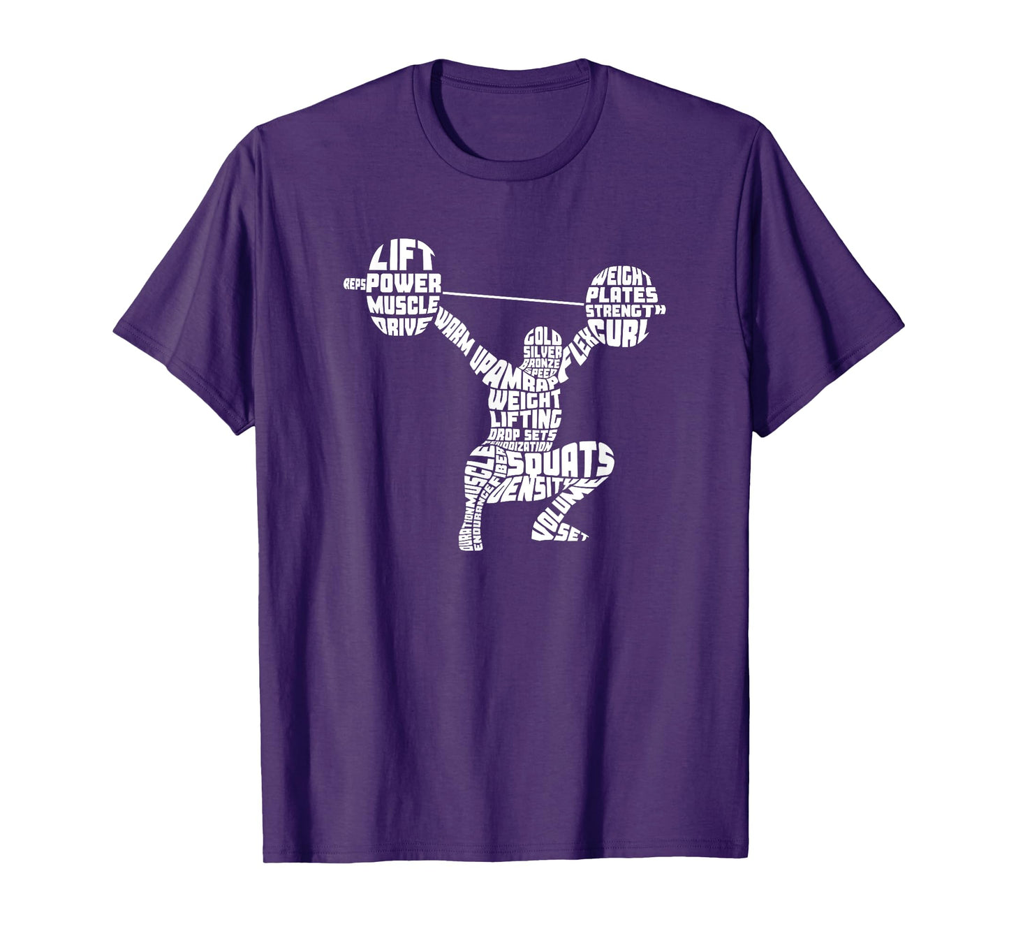 Weightlifting Typography Fitness Gym Word Art T-Shirt