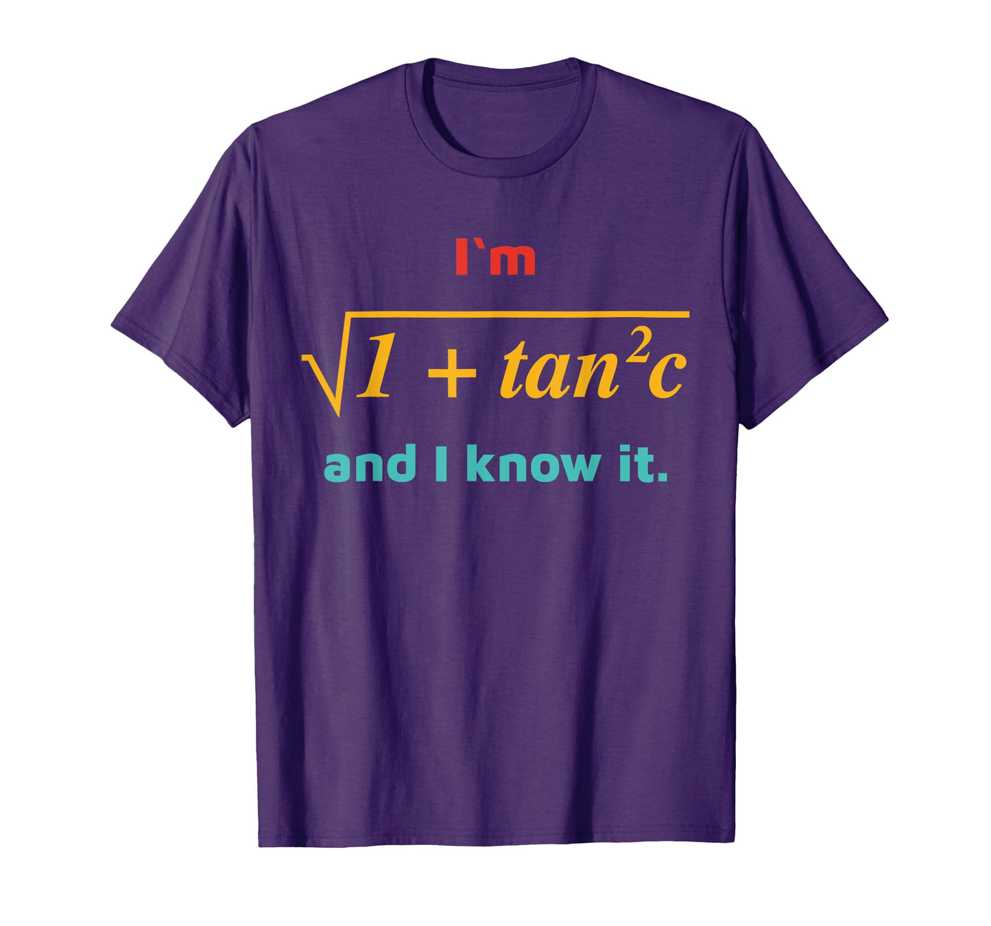 I'm 1 + Tan 2 C And I Know It Funny Math Vintage Design T-Shirt