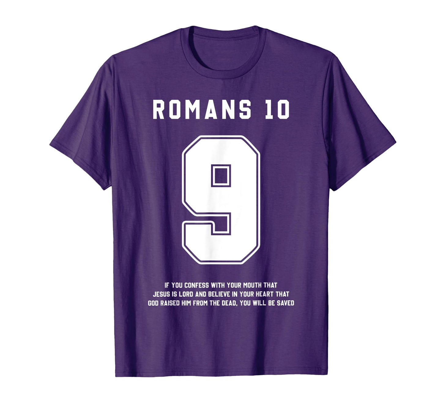 Romans 10:9 Bible Verse Team Sports Jersey Christian T-Shirt