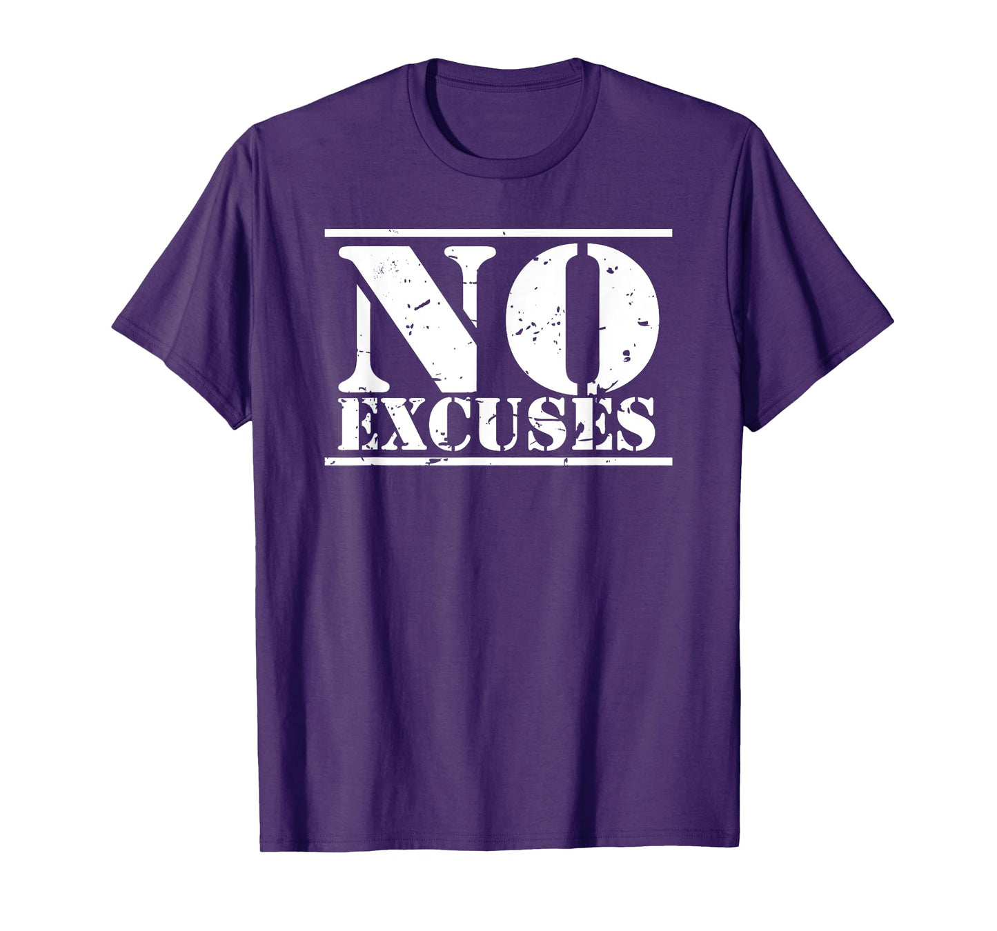 No Excuses gym & fitness sports motto distressed logo T-Shirt