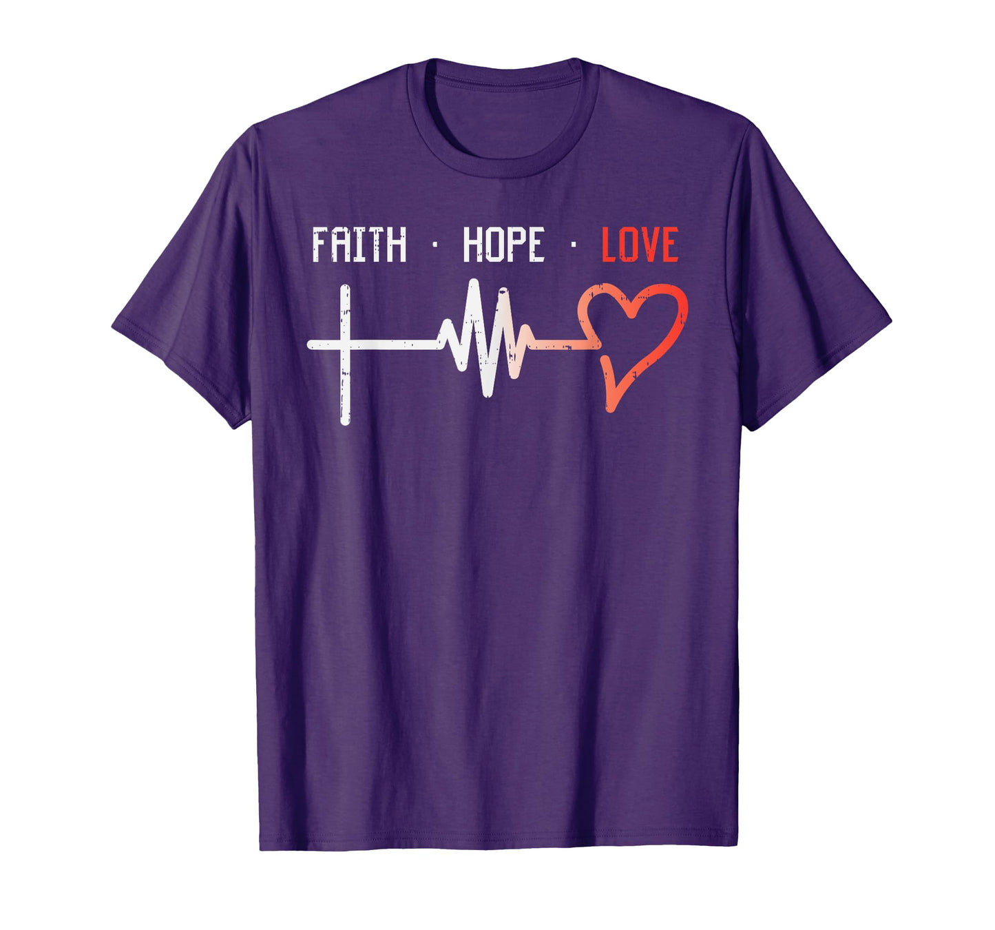 Faith Hope Love Cross Heartbeat God Jesus Christian Gift T-Shirt