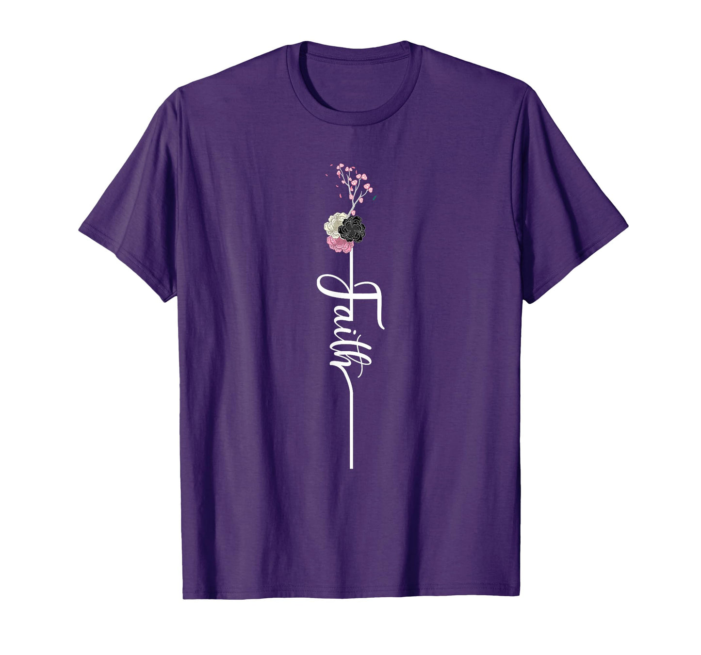 Faith Cross Flower Cute Religious Christian Girls Women Gift T-Shirt