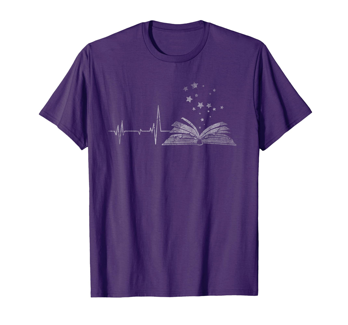 Vintage Retro Distressed Heartbeat Book Reader Lover Gift T-Shirt