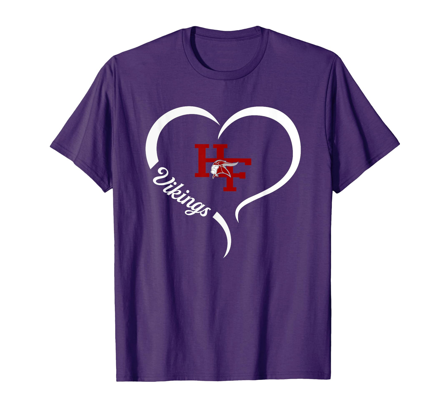 Homewood-Flossmoor Vikings Logo Half Heart Slogan HS T-Shirt