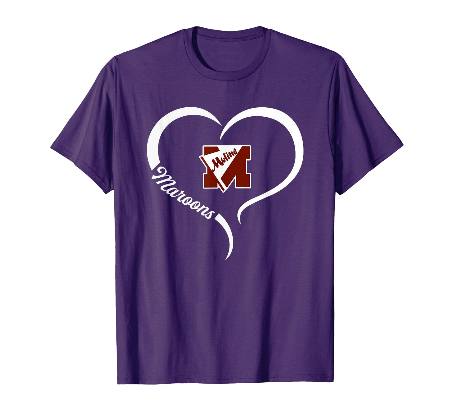 Moline Maroons Logo Half Heart Slogan HS T-Shirt