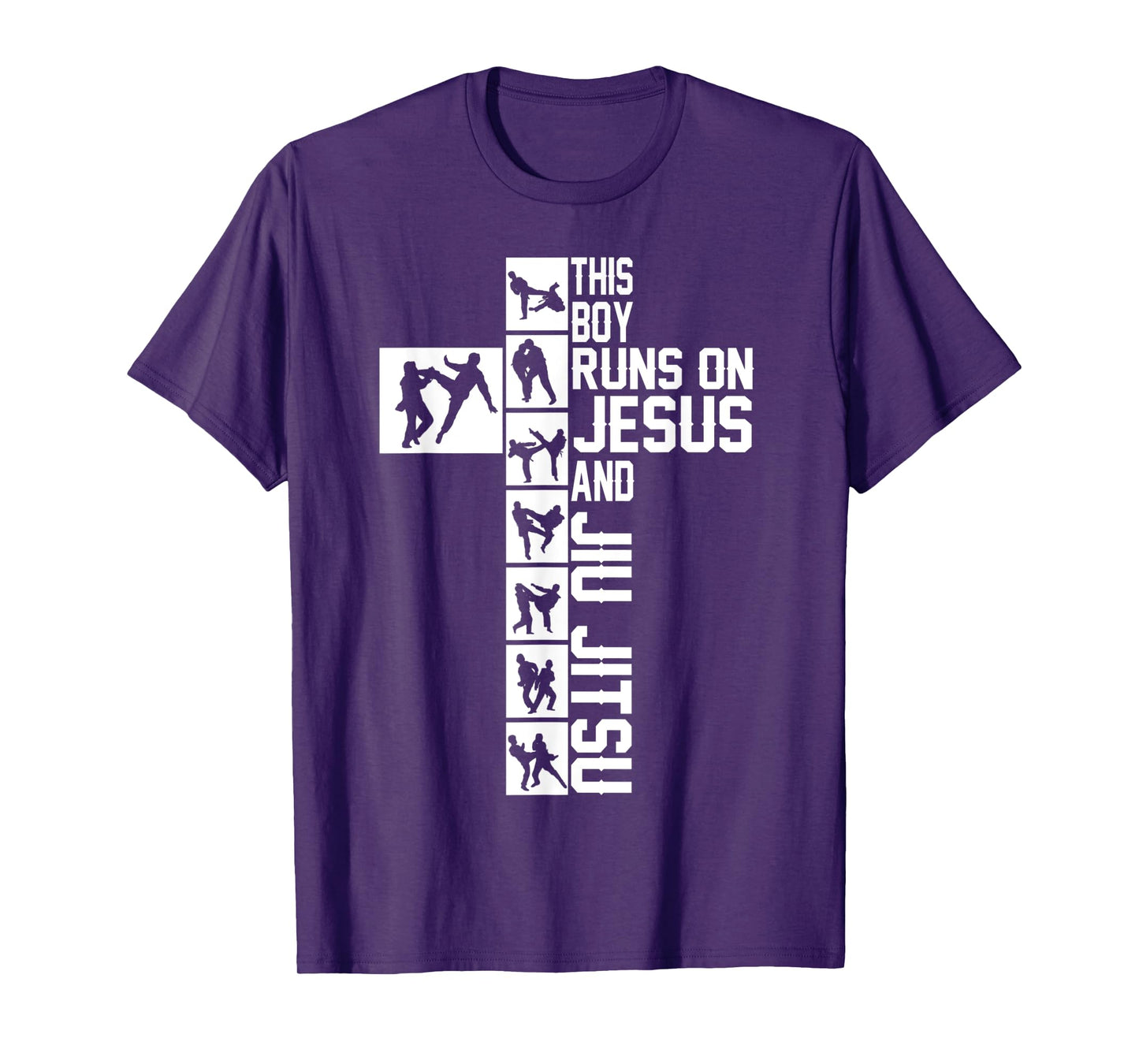 christian jiu jitsu tee this boy runs on jesus and jiu jitsu T-Shirt