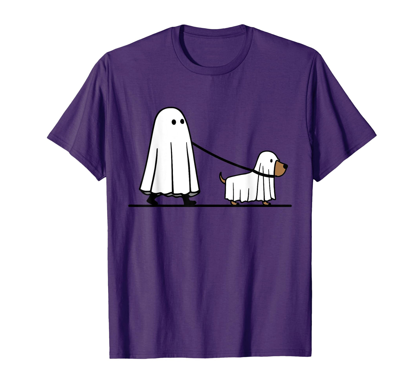 Halloween Ghost Walking Dog Dogs Cute Ghosts Retro Groovy T-Shirt