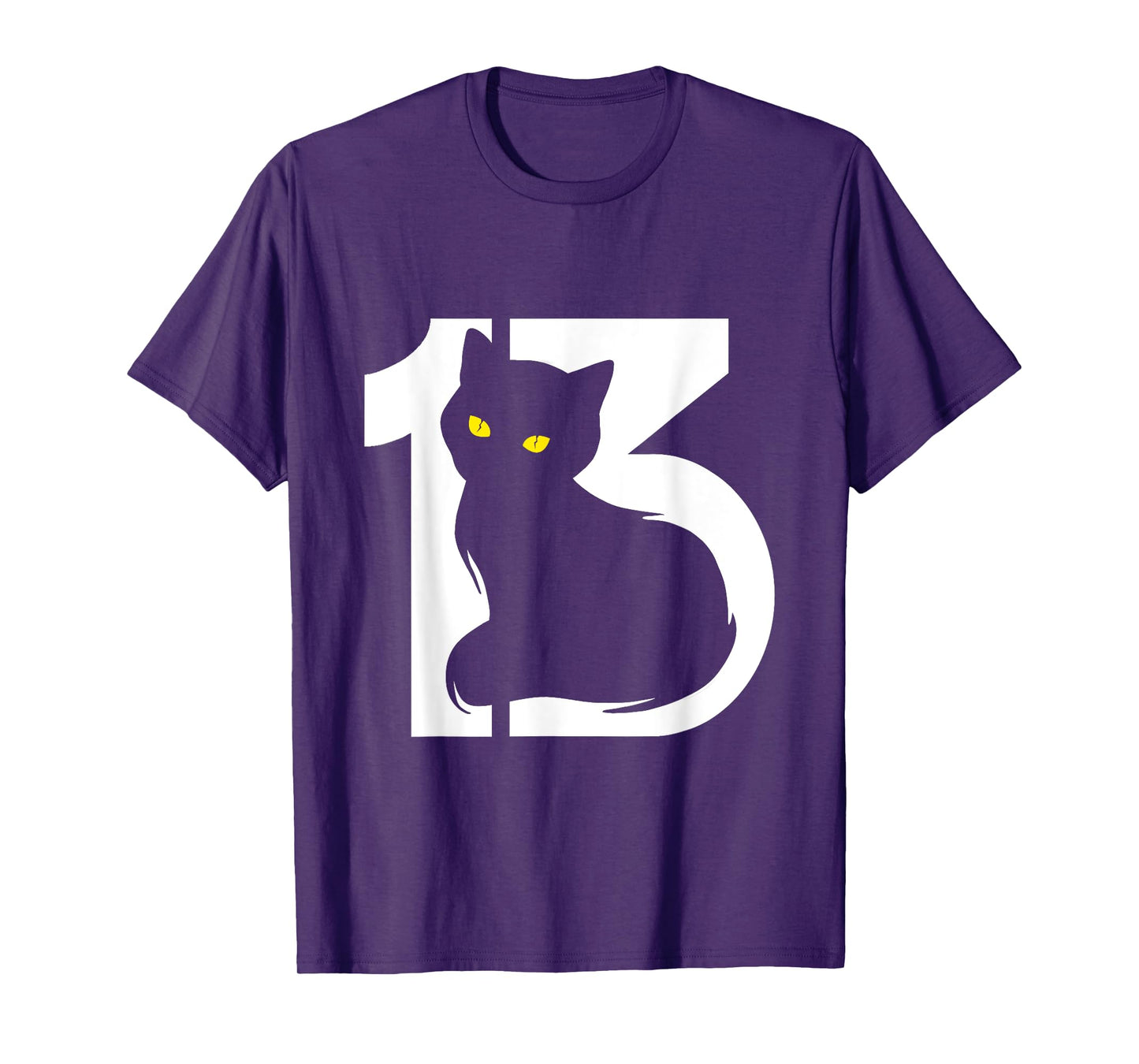 Unlucky Number 13 Cat Silhouette T-Shirt for Men Women Kids