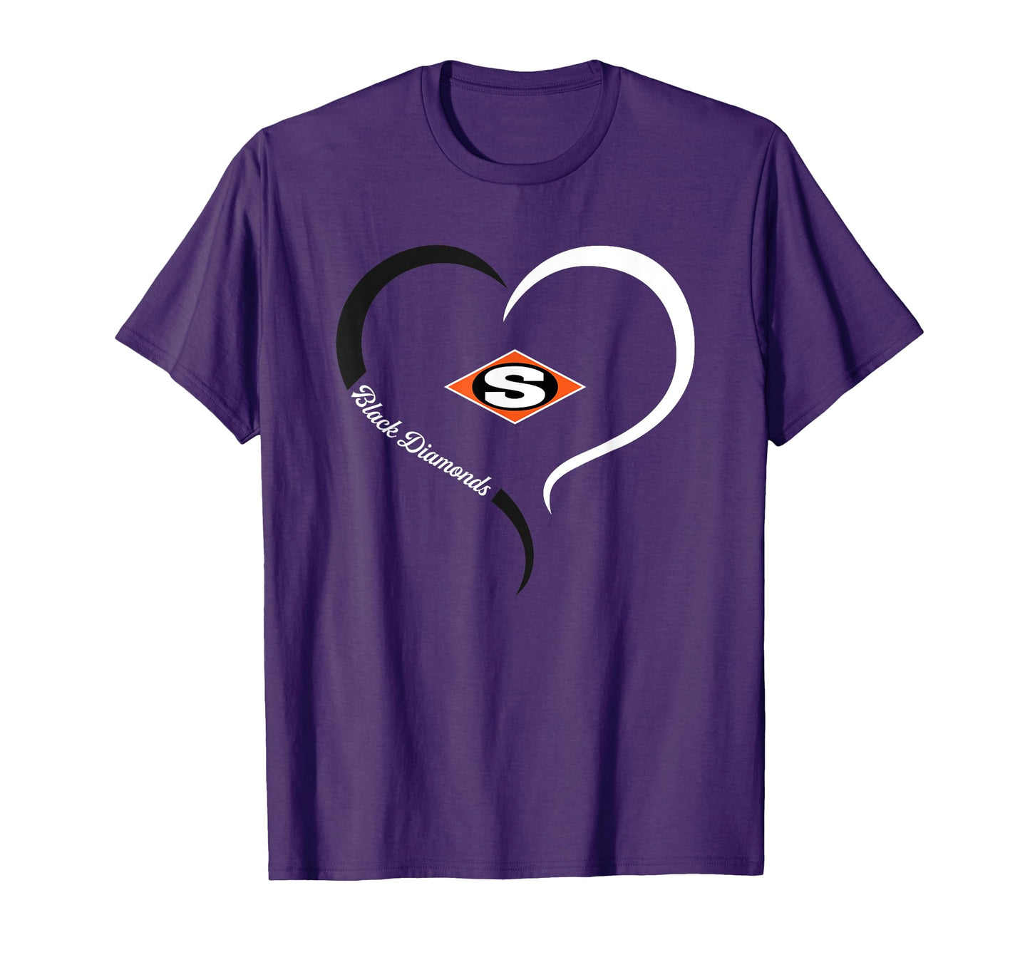 Sallisaw Black Diamonds Logo Half Heart Slogan HS T-Shirt