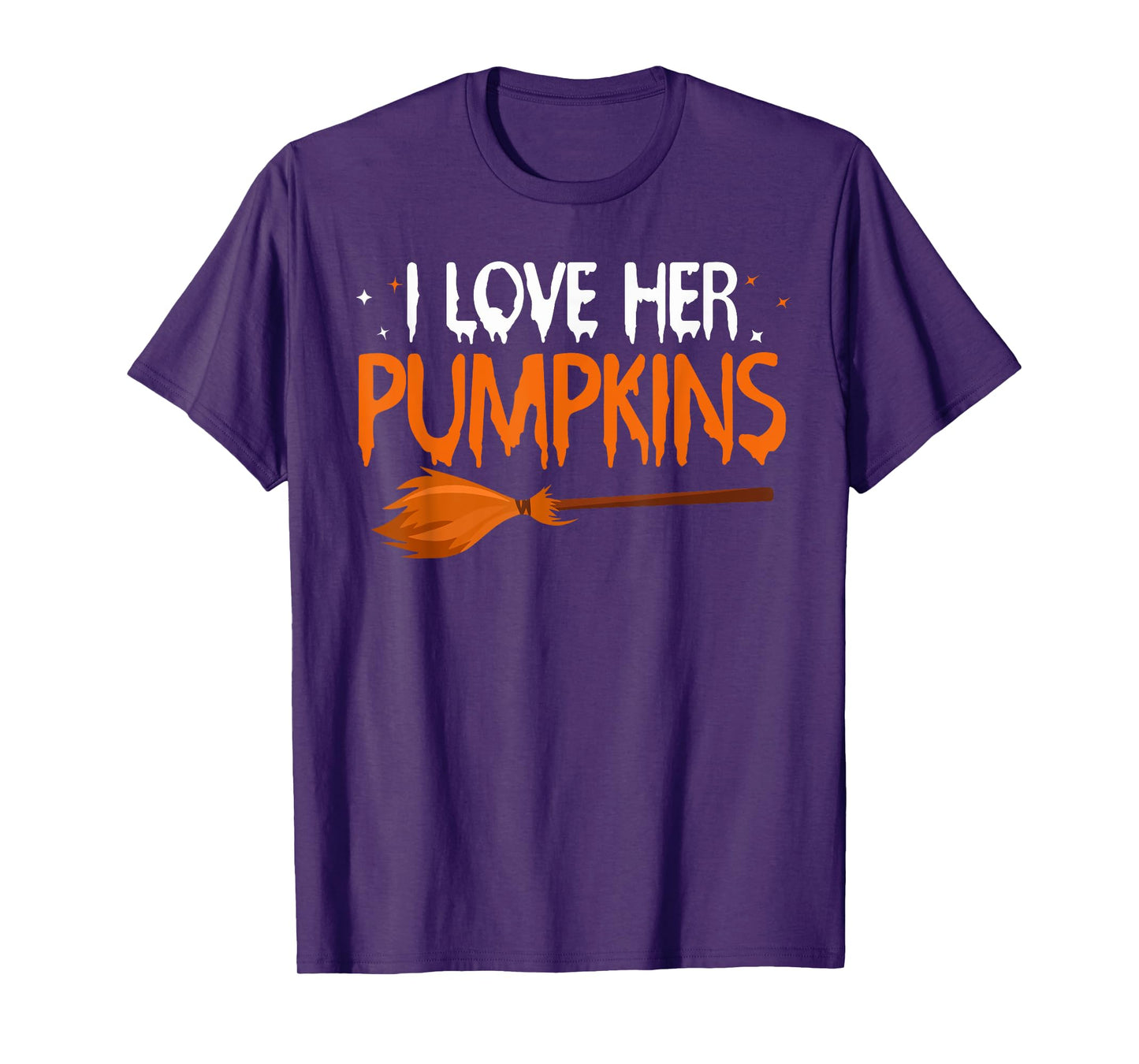 I Love His Broomstick I Love Her Pumpkins Halloween Couples T-Shirt