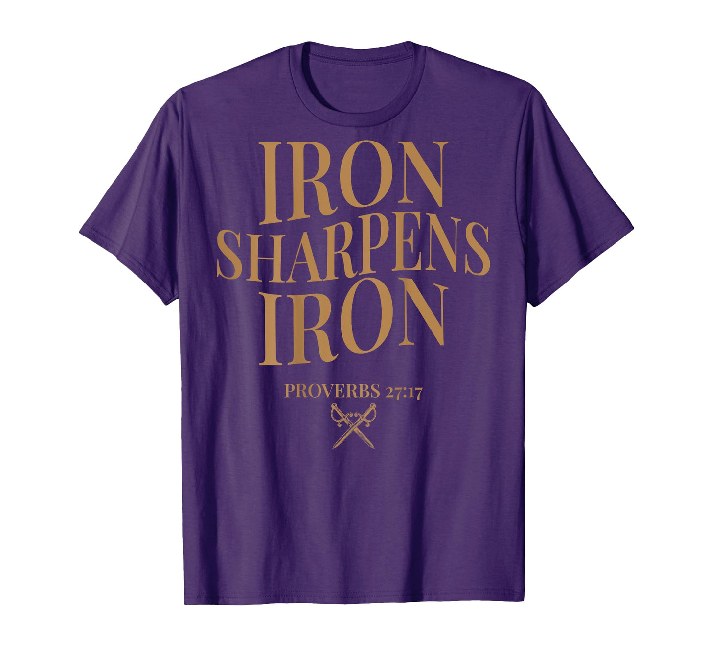 (ON BACK) Iron Sharpens Iron Bible Verses Christian Gym Mens T-Shirt