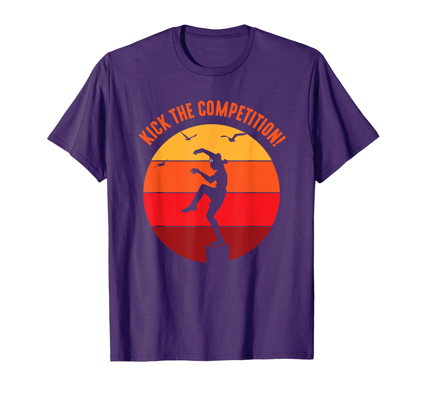 Karate Teen Kid Vintage Sunset On Pacific Ocean Beach T-Shirt
