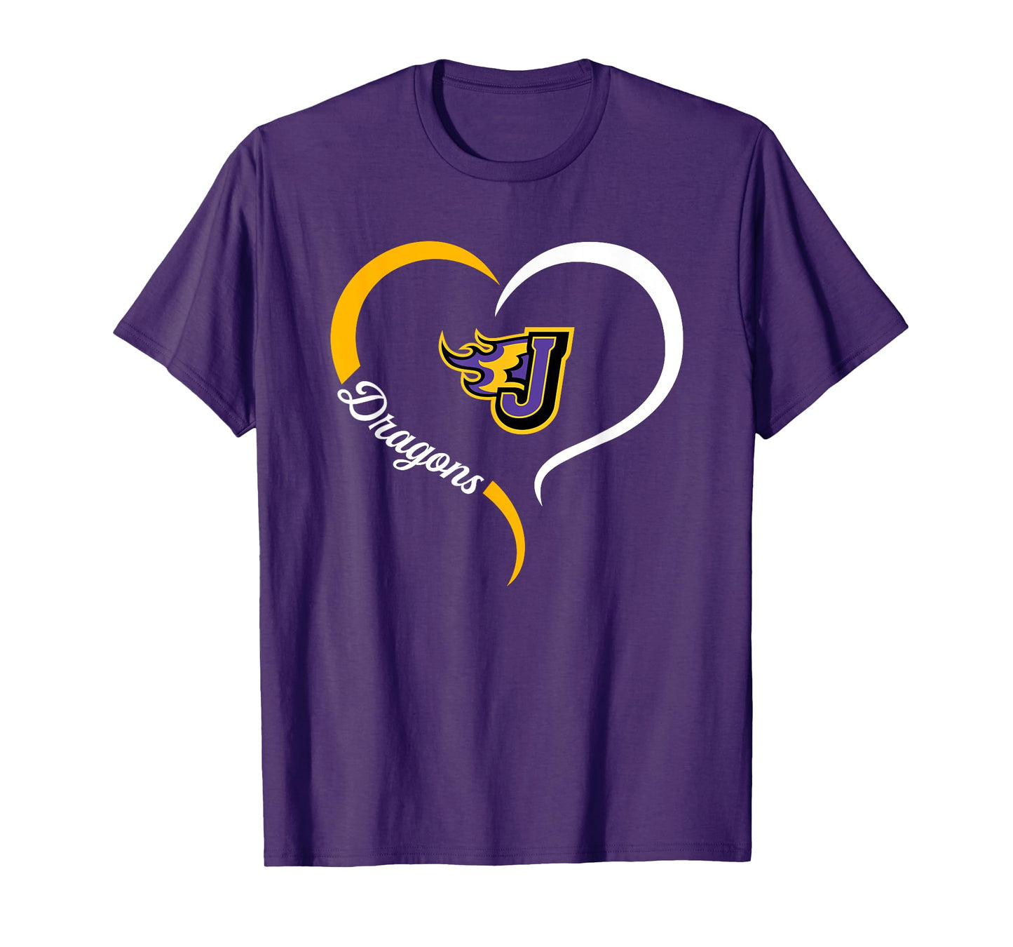 Johnston Dragons Logo Half Heart Slogan HS T-Shirt