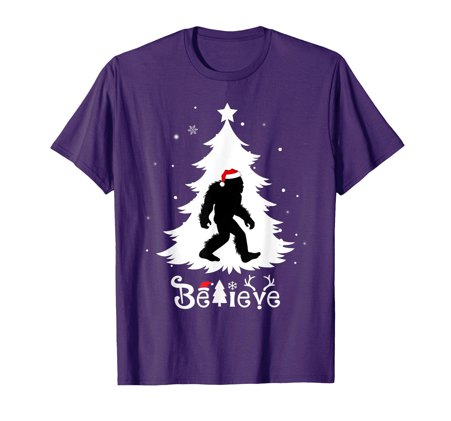Skunk Ape Christmas Believe Santa Hat Bigfoot Xmas T-Shirt