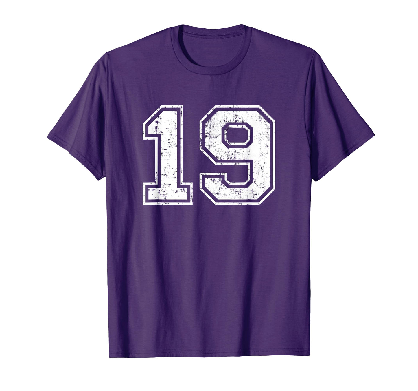 Number 19 Varsity Distressed Vintage Sports Team Practice T-Shirt