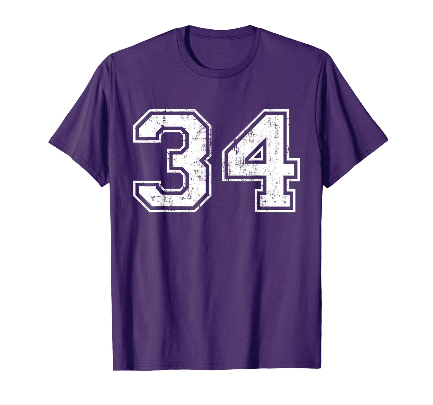 Number 34 Distressed Vintage Thirty Four Sport Team Practice T-Shirt
