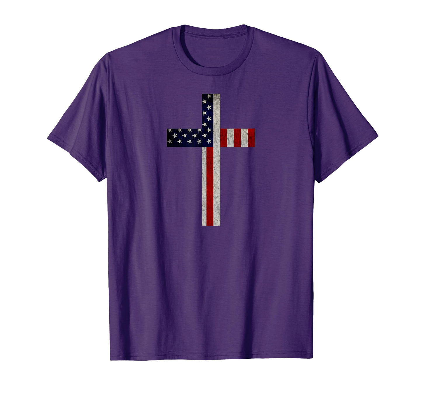 Vintage American Flag Christian Cross USA Patriotic Gift T-Shirt for Women Men