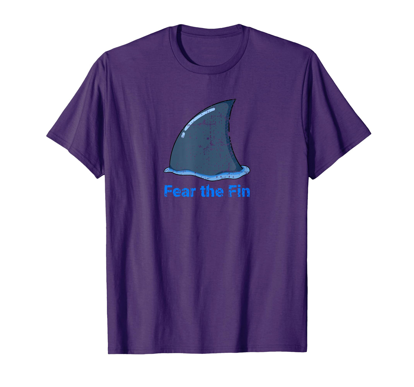 Fear the Fin Shark Fin Ocean Beach Funny Distressed T-Shirt