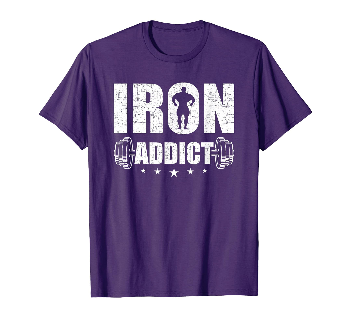 Bodybuilding Weightlifting Workout Gift Co. Iron Addict T-Shirt - Men's Black Cotton Blend Short Sleeve Classic Fit T-Shirt - Workout & Exercise and Fitness - Size Small