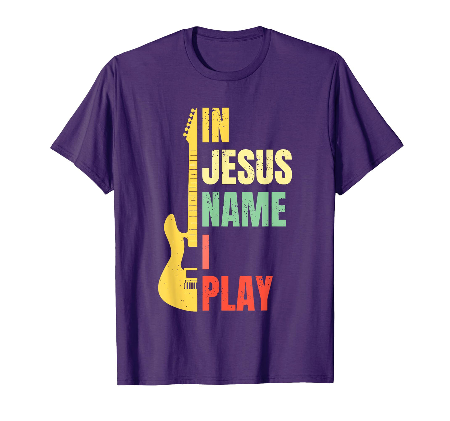 In Jesus Name I Play Guitar Christian Bass Musician Vintage T-Shirt