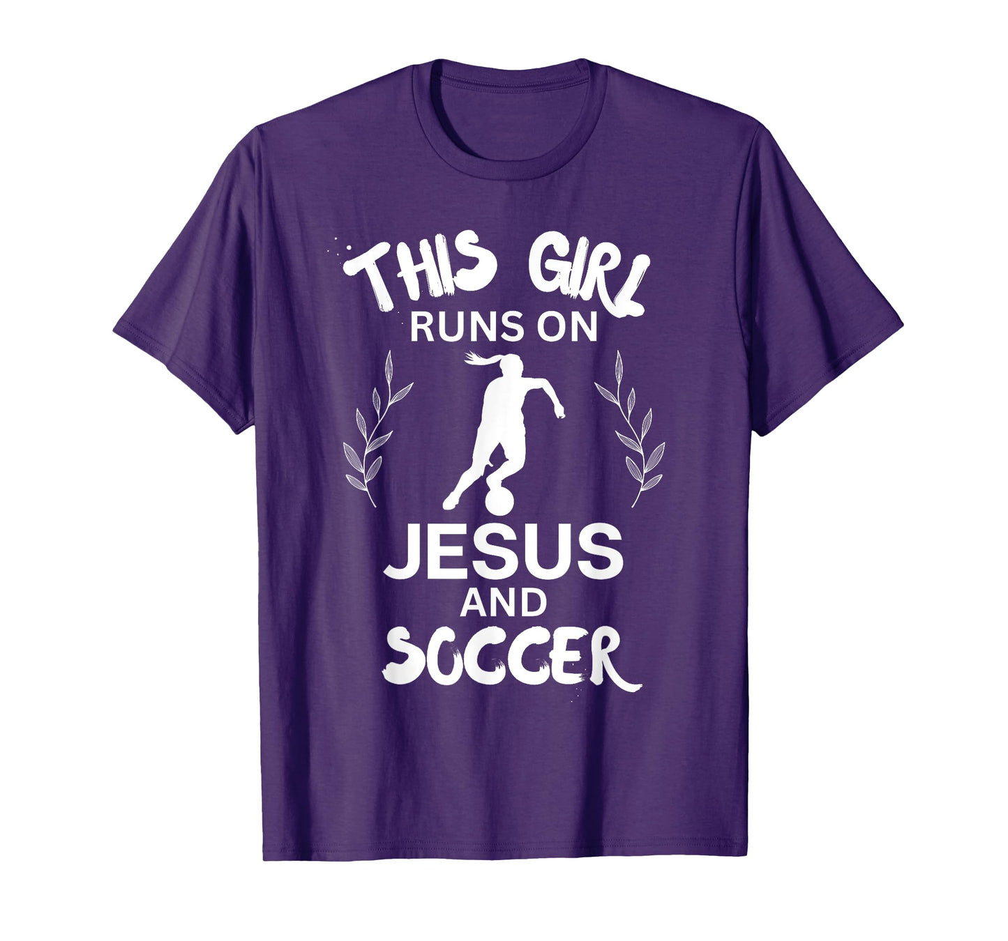 This Girl Runs On Jesus And Soccer Cute Christian Soccer T-Shirt