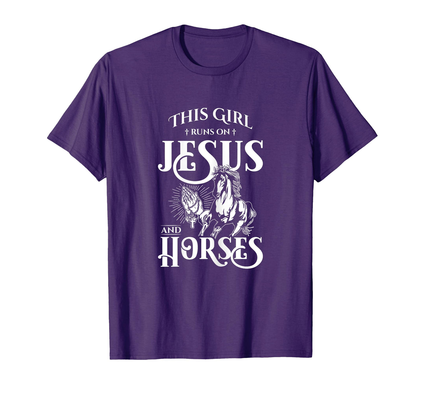 This Girl Runs On Jesus And Horses - Horse Lover Gift T-Shirt