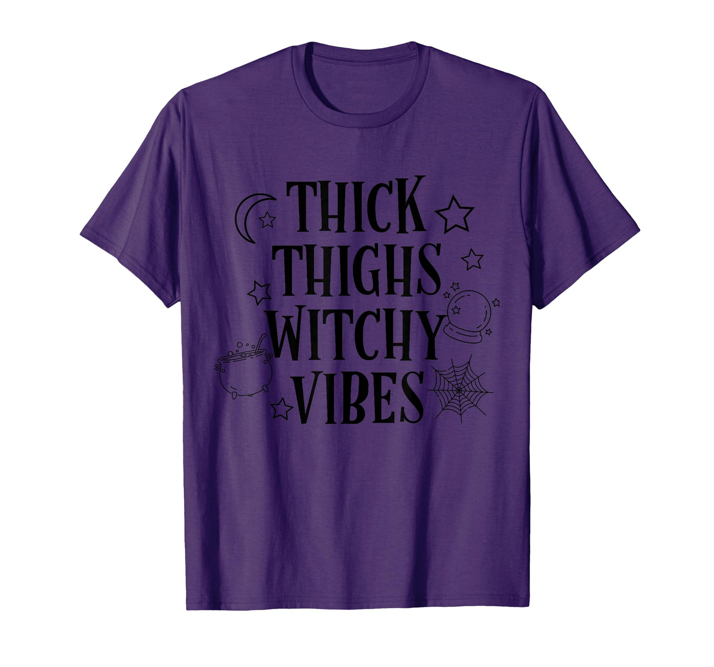 Thick Thighs Witchy Vibes Funny Halloween T-Shirt