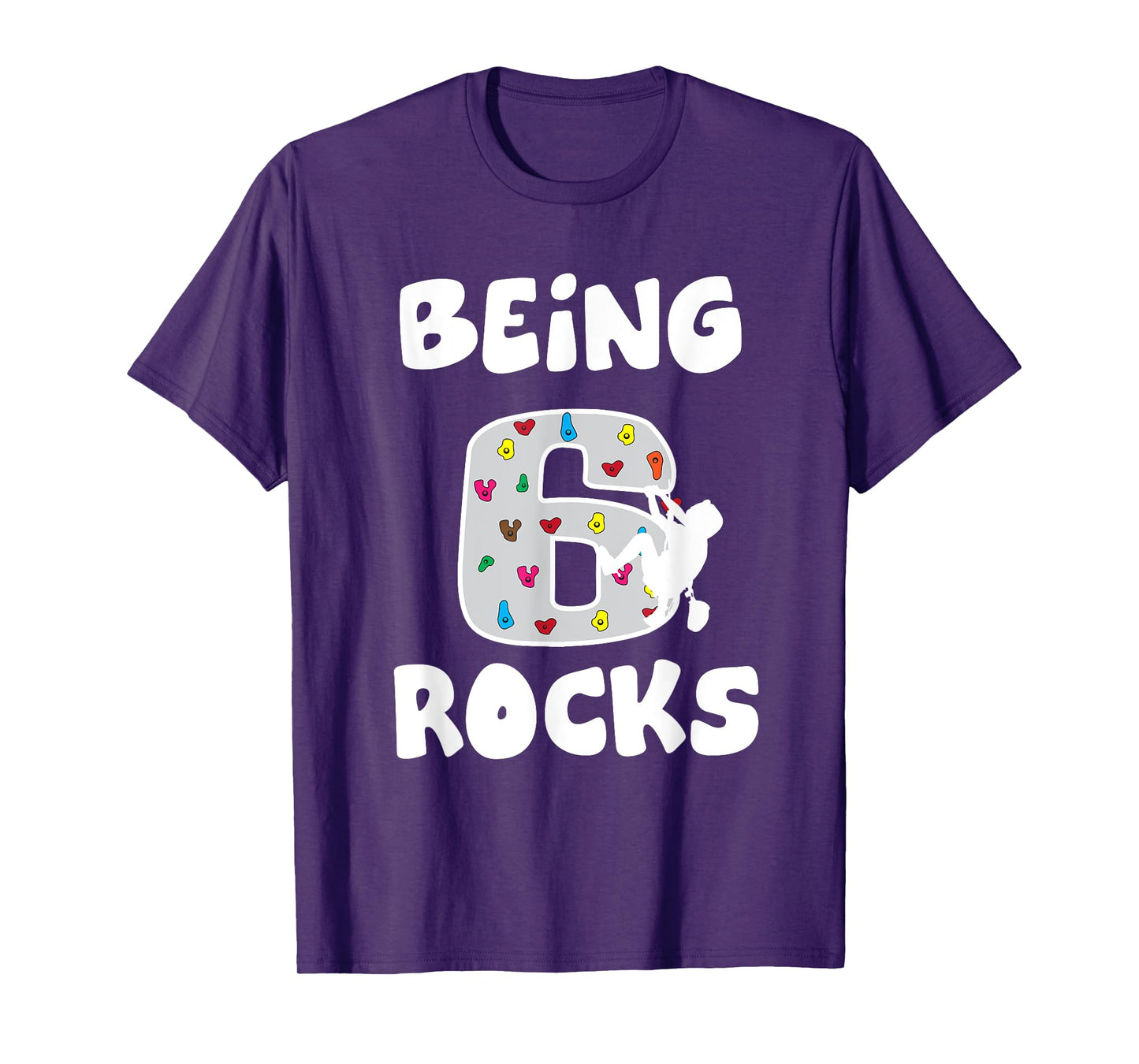 Rock Climbing Funny 6 Years Old 6th Birthday Gift For Kids T-Shirt
