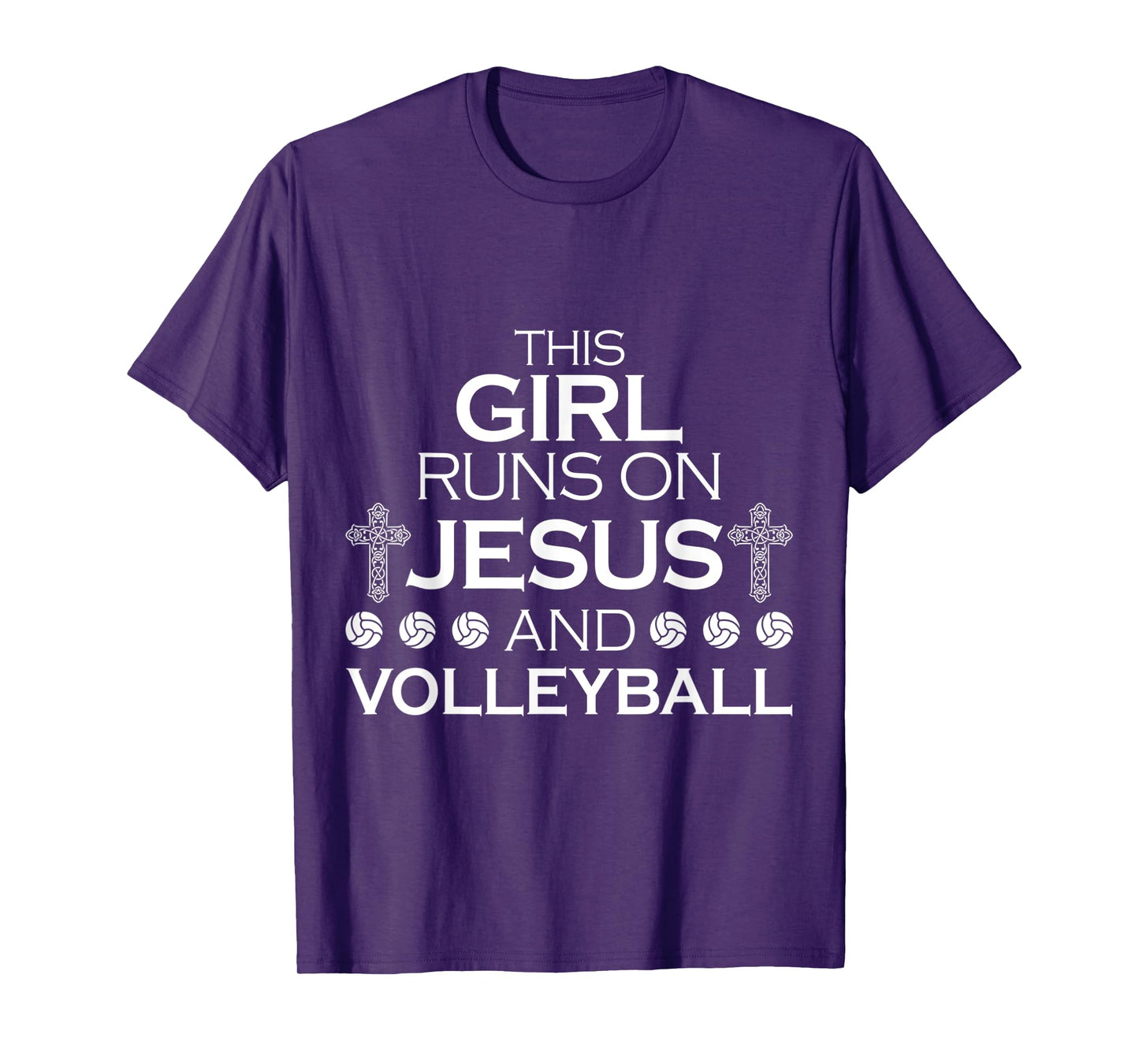 This Girl Runs On Jesus And Volleyball - Girls Volleyball T-Shirt