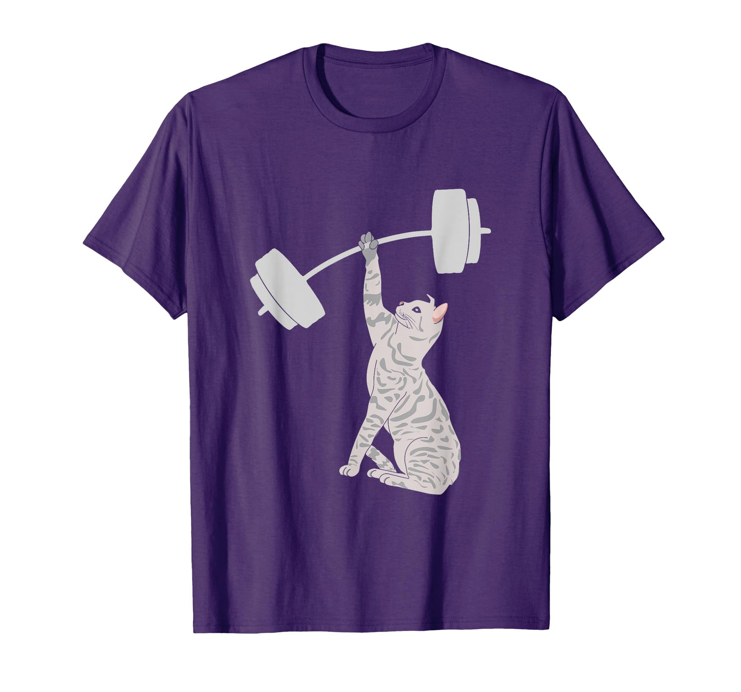 Cat Deadlifting Funny Fitness Gym Lover Cat BarBell T-Shirt