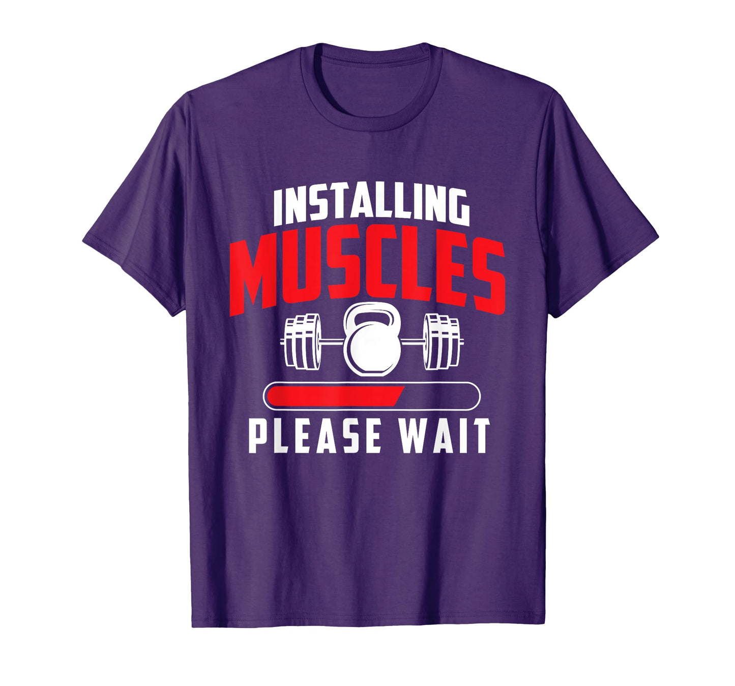 Funny Gym Shirts Installing Muscles Please Wait - Workout Gym Weightlifting T-Shirt, Small, Black