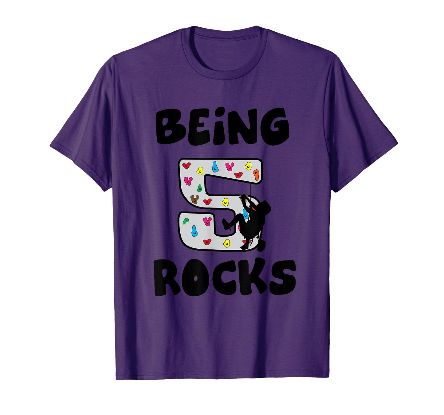Rock Climbing Funny 5 Years Old 5th Birthday Gift For Kids T-Shirt