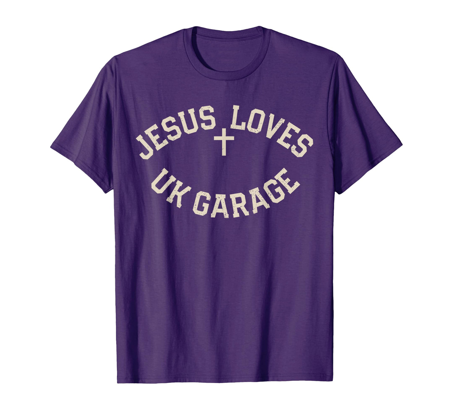 Jesus Loves UK Garage Slogan - Black Vintage T-Shirt