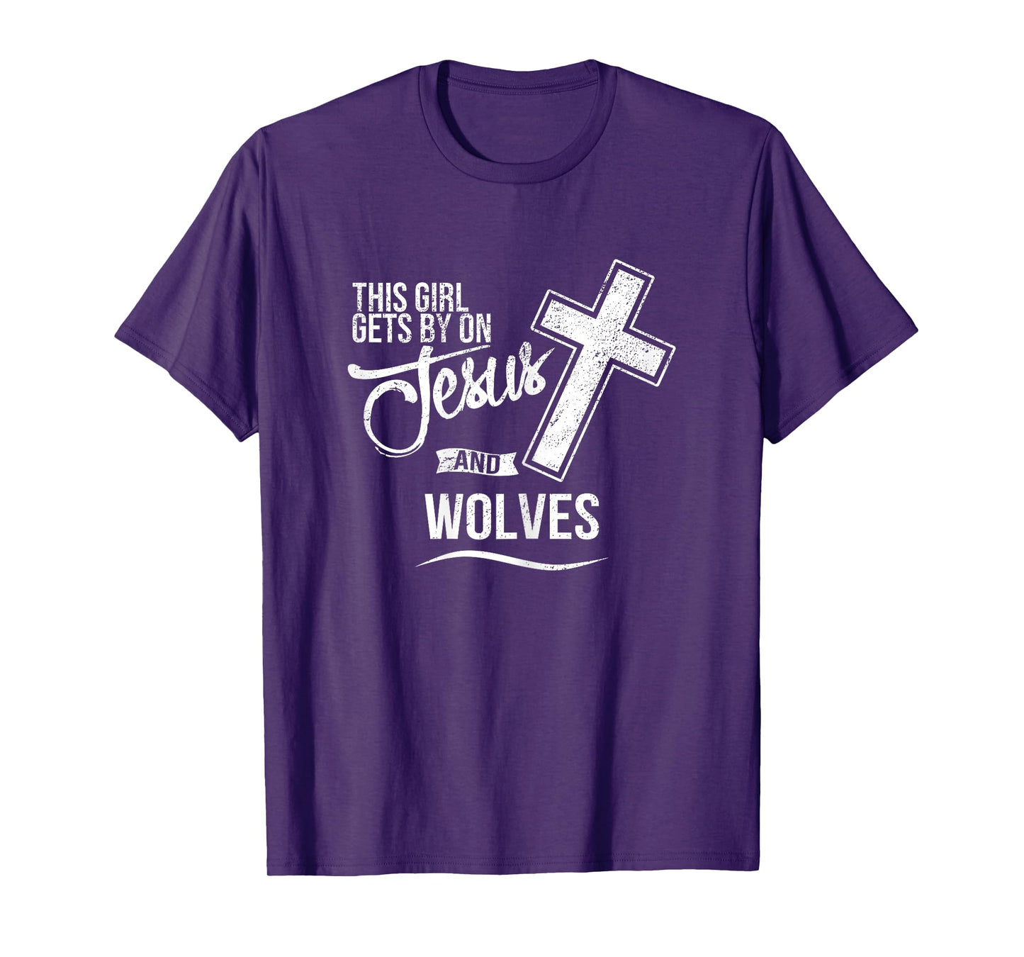 This Girl Gets By On Jesus and WOLVES Religious WOLF T-Shirt