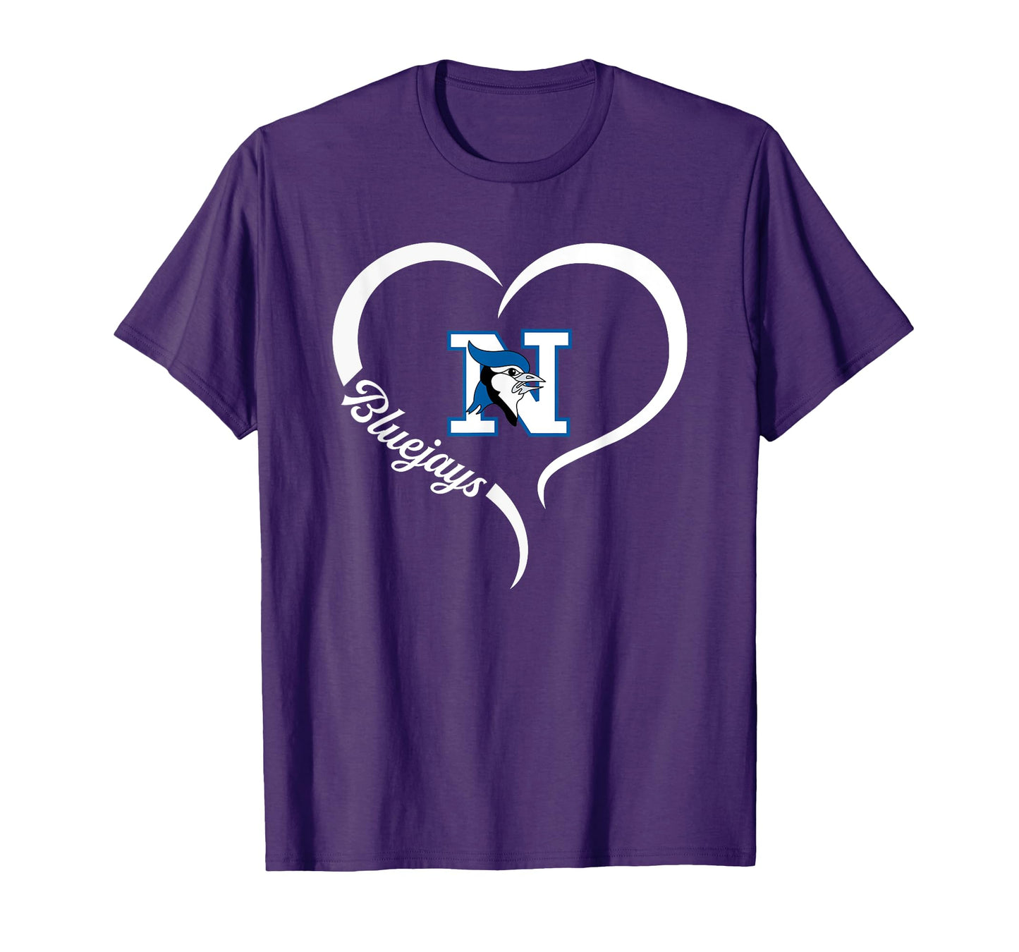 Needville Bluejays Logo Half Heart Slogan HS T-Shirt