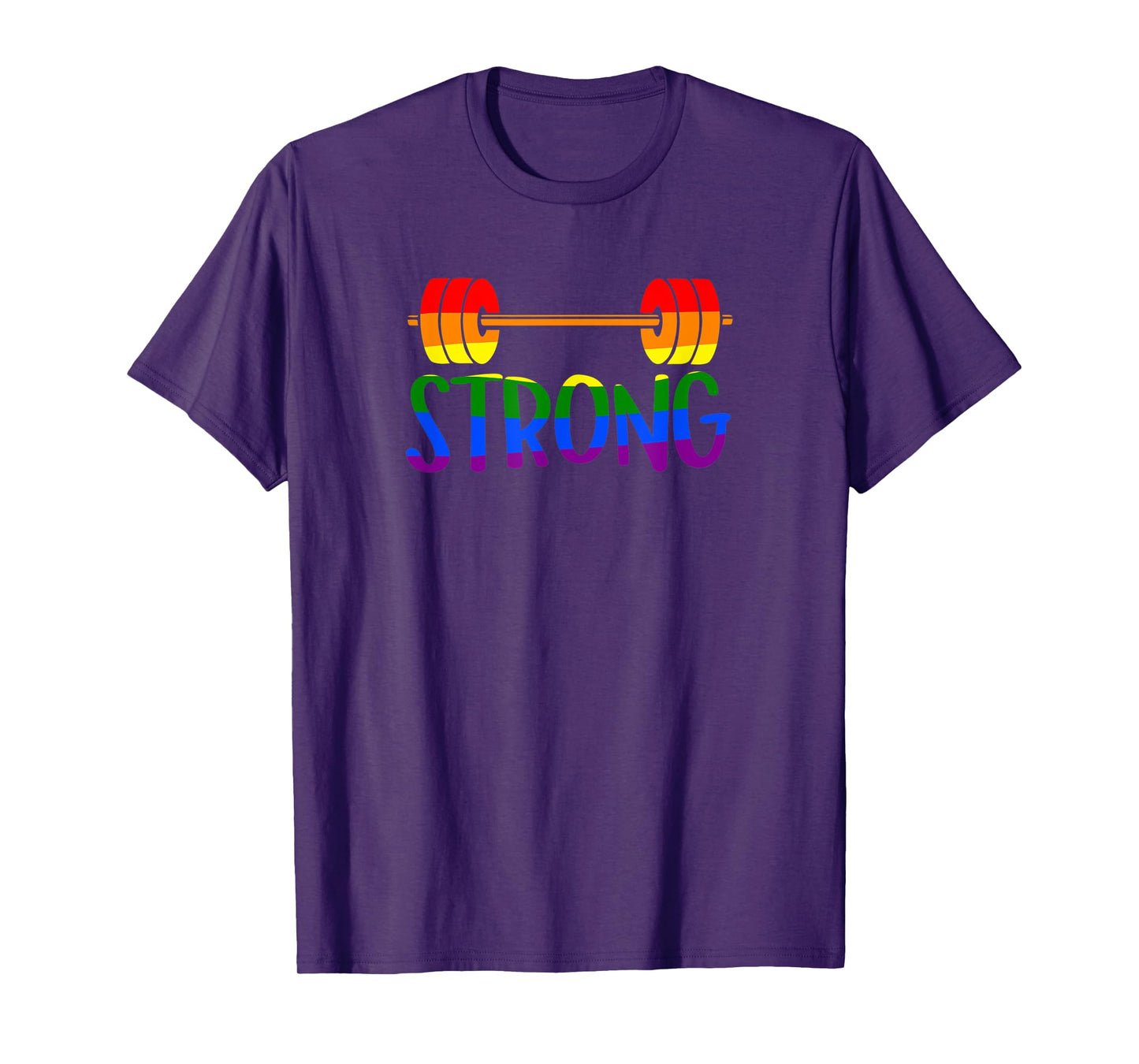 Gay Pride STRONG Gym Rainbow Barbell T-Shirt