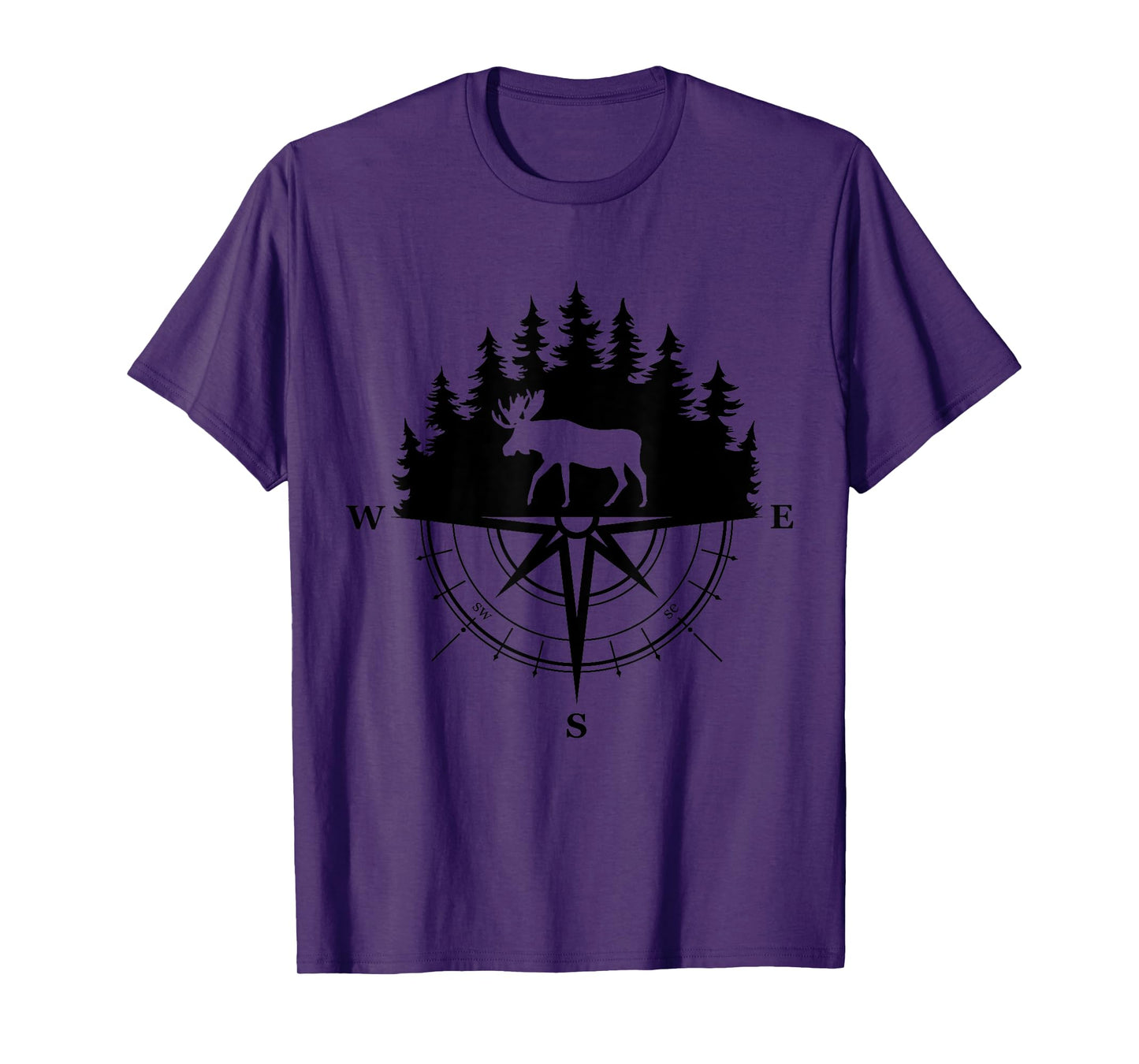 Retro Forest Trees Outdoors Wildlife Camping Nature Moose T-Shirt