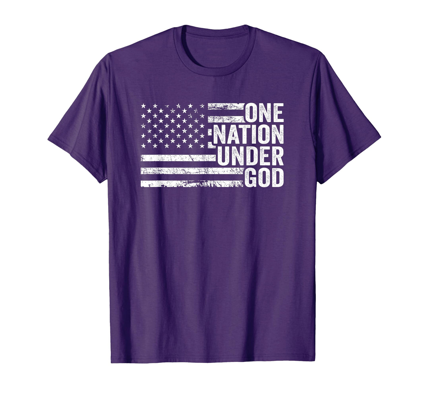 ONE NATION UNDER GOD - Christian USA Patriotic American Flag T-Shirt