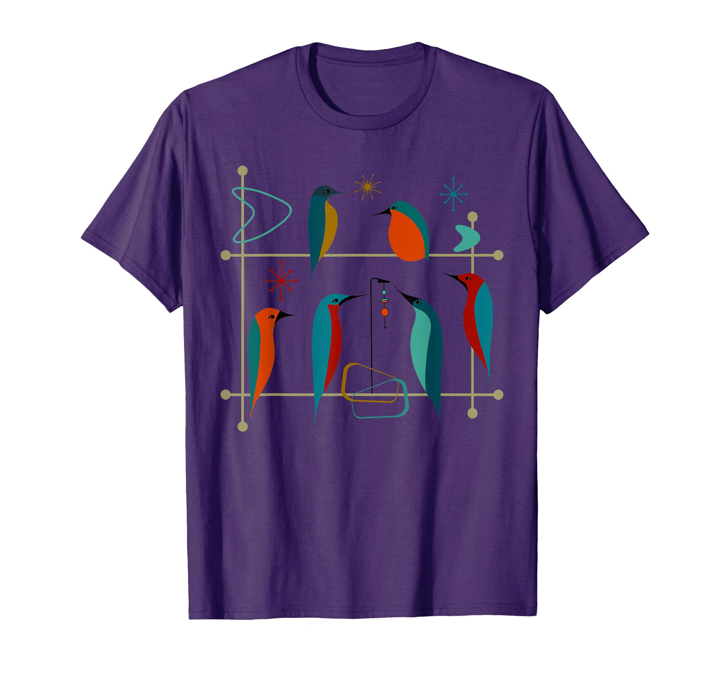 Retro Mid-Century Modern Birds 50s 60s Style T-Shirt